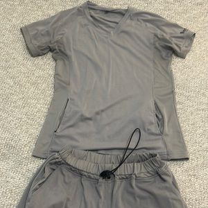 light gray soft scrubs set by BeneFIT